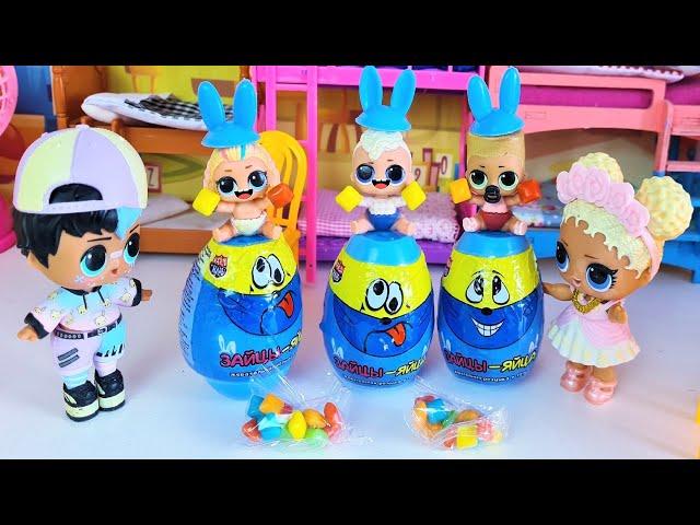 EGGS HARES CATCH YOUR CANDY for kids LOL in kindergarten! Funny cartoons dolls Darinelka