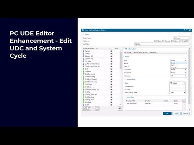 Userdefined cycle editing in NX CAM