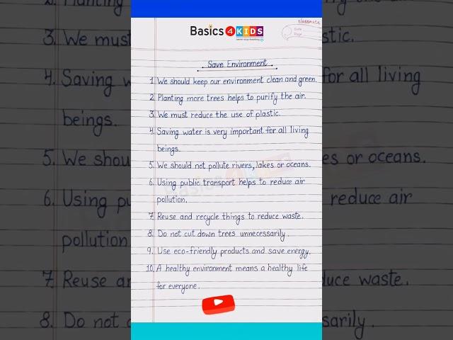 10 Lines on Save Environment in English | Environment 10 lines | Some Lines on Save Environment