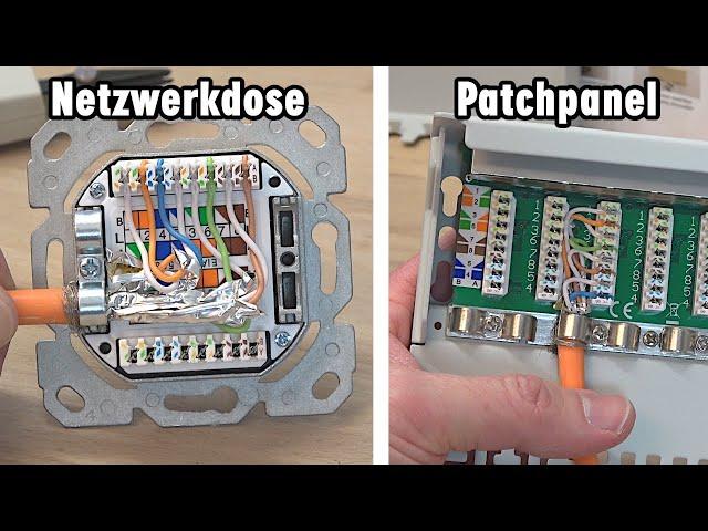 Netzwerkdose anschließen a oder b - Patchpanel patchen CAT 7 - Netzwerk prüfen mit Tool