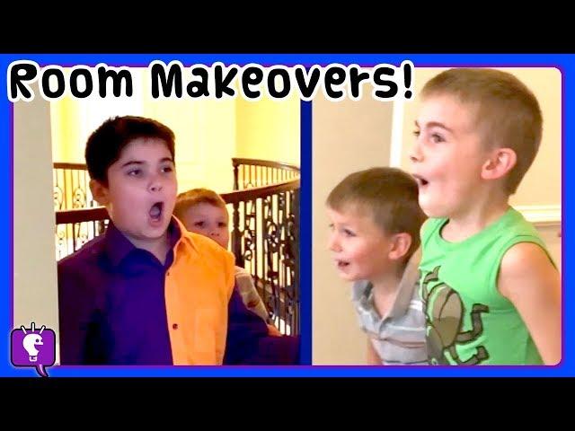 Kids REACT to ROOM MAKEOVERS! HobbyKids Get Their Own NEW Rooms -- DIY Ideas