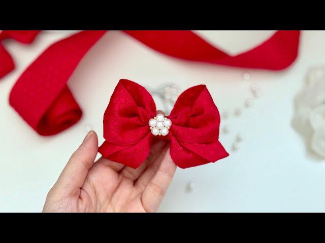 Hair bow tutorialEasy way to make cute Bow Hair Clip out of ribbon/No Sew #ribbonbows