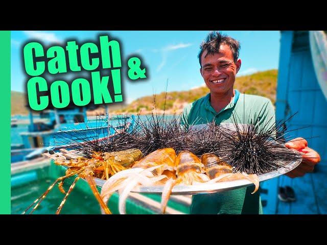 Vietnam’s Aquaman!! SPIKY Sea Urchin and Seafood FEAST!! | Surviving Vietnam Part 7