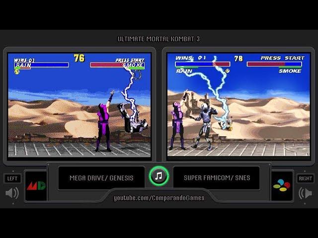 Ultimate Mortal Kombat 3 (Sega Genesis vs Snes) Side by Side Comparison