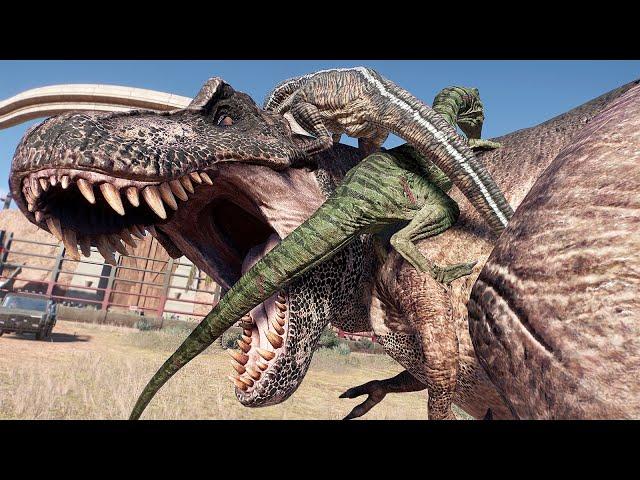 T.REX vs CARNIVORE & HERBIVORE DINOSAURS IN SAN DIEGO - Jurassic World Evolution 2