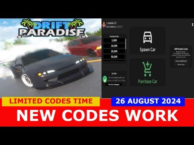 *NEW CODES* Drift Paradise ROBLOX | LIMITED CODES TIME | August 26, 2024