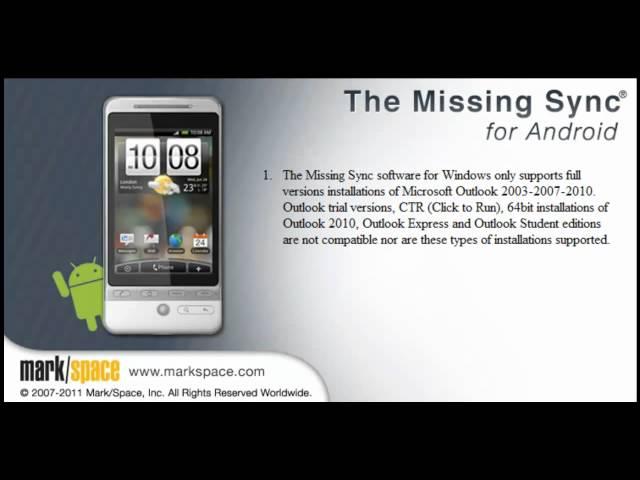 Missing Sync for Android: Requirements (PC)