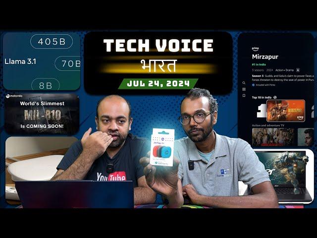 TechVoiceभारत #21 Meta Llama 3.1 Hindi, Lenovo Yoga Snapdragon X Elite, Jio Air Tag, Amazon AI recco