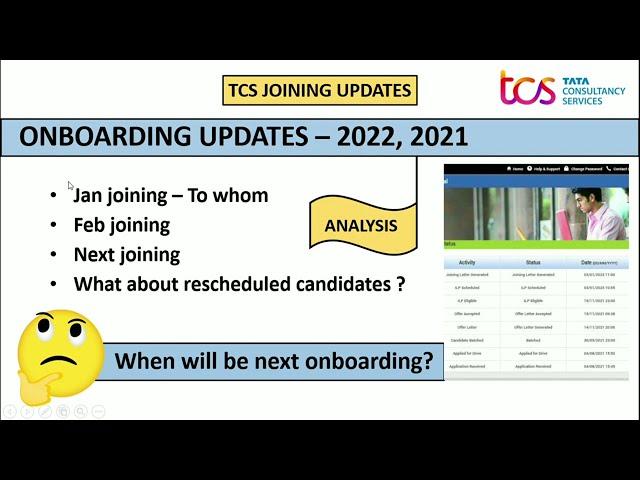 TCS onboarding updates | tcs rescheduled candidates | 2022, 2021 | tcs joining letter | Analysis