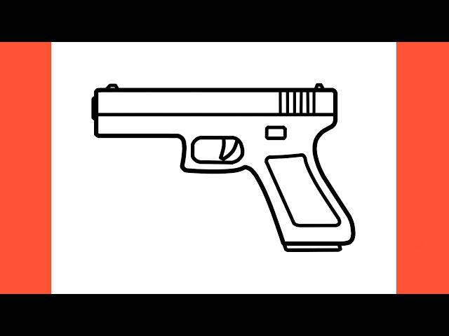 How to draw a PISTOL easy / drawing glock 17 gun step by step