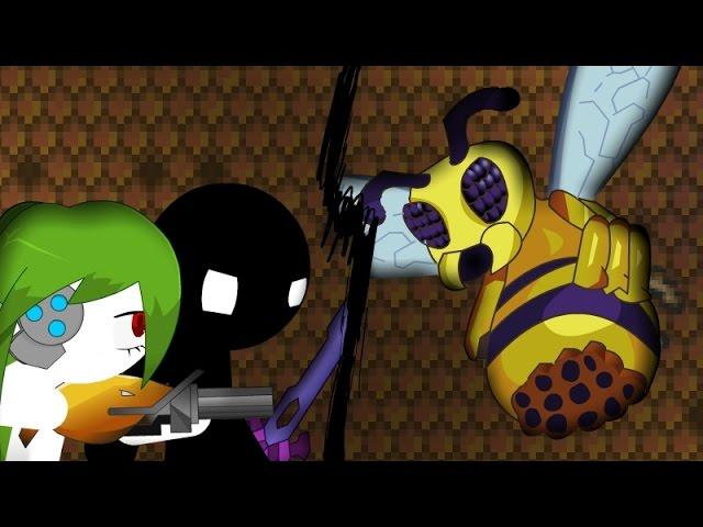 Stickmen vs Queen bee - Terraria Animation