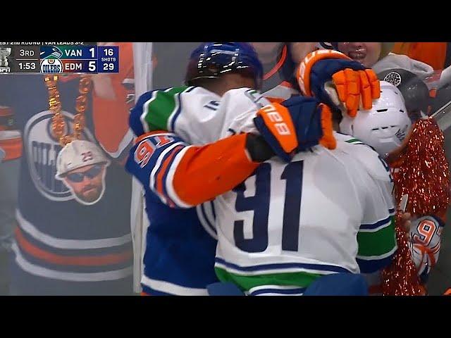 Vancouver Canucks Vs Edmonton Oilers Scrum