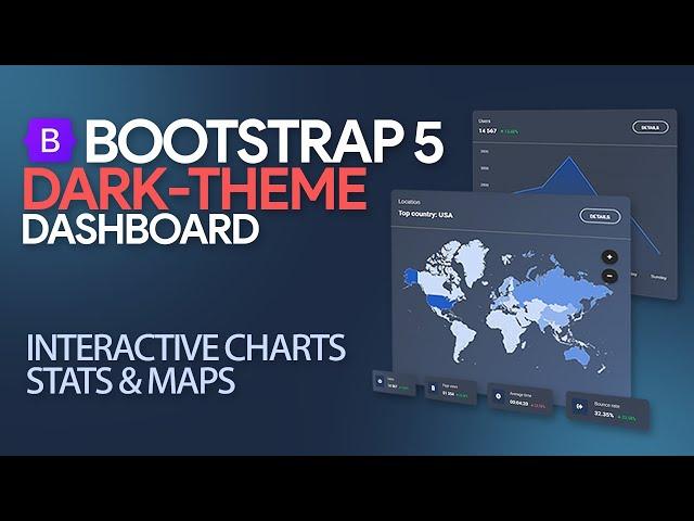 Create amazing dark-theme admin dashboard with interactive charts, stats & maps