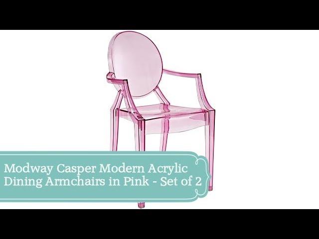 Modway Casper Modern Acrylic Dining Armchairs in Pink - Set of 2