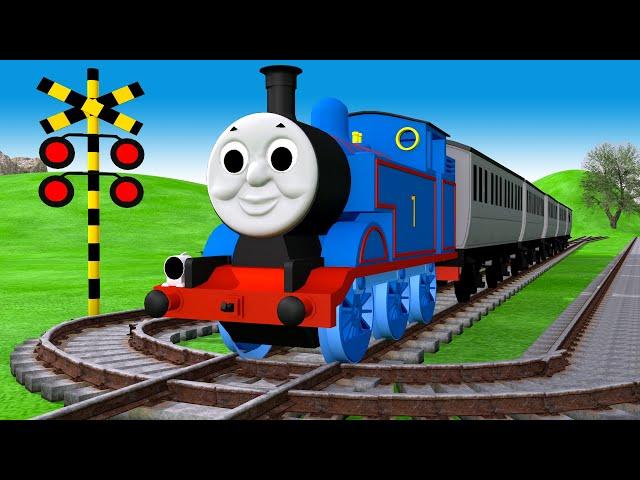 【踏切アニメ】あぶない電車 TRAIN THOMAS  Fumikiri 3D Railroad Crossing Animation #1