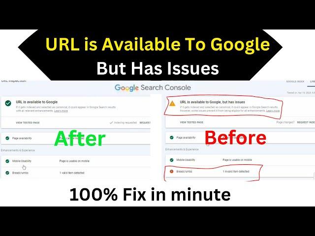 URL is Available To Google But Has Issues | Google search console breadcrumbs error fix