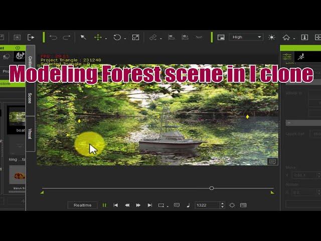 how to model forest scene in i clone 7 || how to boat animation in water tutorial in Hindi/Urdu