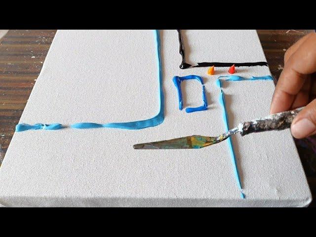 Composition / Easy Abstract Painting Demo in Acrylics / For beginners / Daily Art Therapy /Day #0192