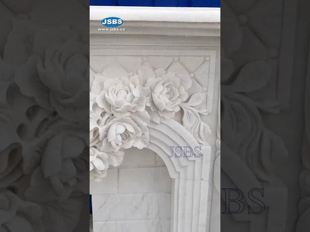 Natural Stone Carved White Marble Floral Fireplace Mantel Surround Design JSBS