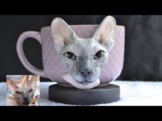 Sphynx cat portrait, cat lover gift