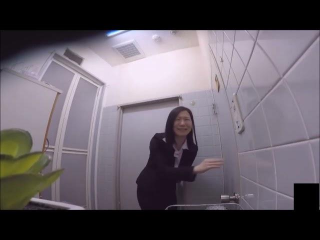 Japanese girl suffers and suffers near the toilet