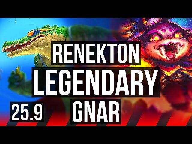 RENEKTON vs GNAR (TOP) | 15/2/13, 8 solo kills, Legendary | EUW Master | 25.9