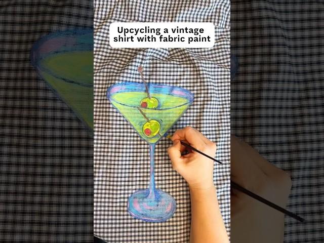 Upcycling A Vintage Shirt With Fabric Paint: Dirty Martini Design #martini #fabricpaint #diy #craft