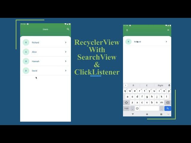 RecyclerView  - Android Recyclerview with Search View and on click open new activity