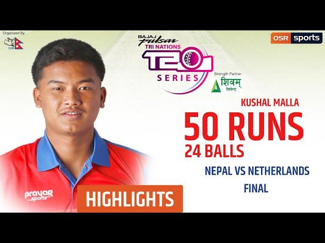 KUSHAL MALLA Second Fastest 50 for Nepal in T20I Vs Netherlands || Final Match