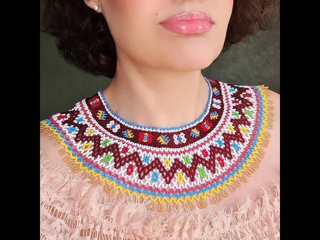 Автентична силянка українська прикраса силянка з бісеру широка. Beaded Necklace 