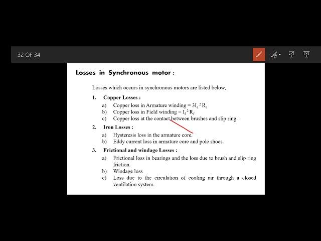 Losses in Synchronous motor