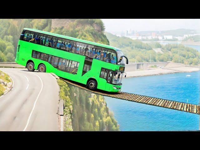 Cars vs Suspension Bridge Challenge in BeamNG Drive!