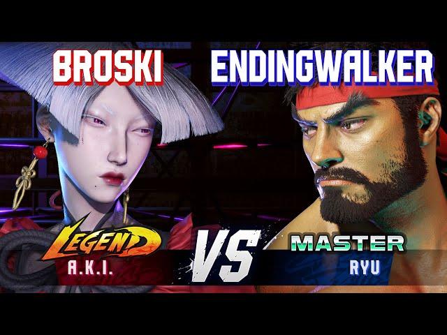 SF6 ▰ BROSKI (A.K.I.) vs ENDINGWALKER (Ryu) ▰ High Level Gameplay