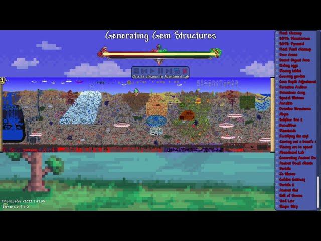 What terraria world-gen looks like with 6+ Large Content mods