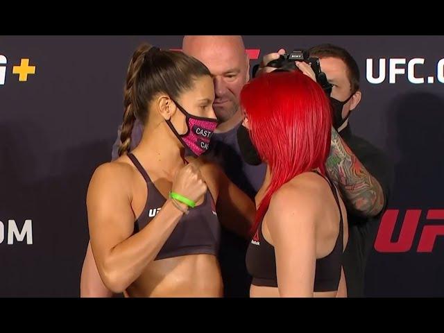 Cortney Casey vs. Gillian Robertson - Weigh-in Face-Off - (UFC Fight Night: Blaydes vs. Volkov)