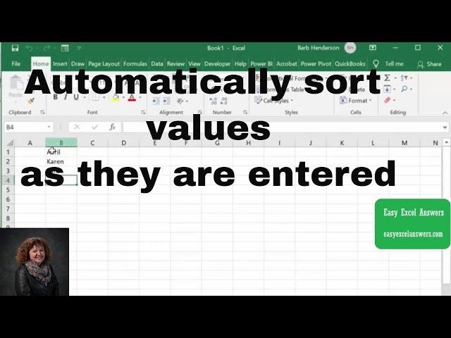 How to automatically sort values as they are entered