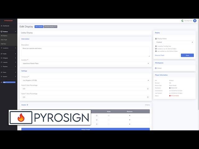 Display Management & Controls Overview for Free Digital Signage Software PyroSign.com