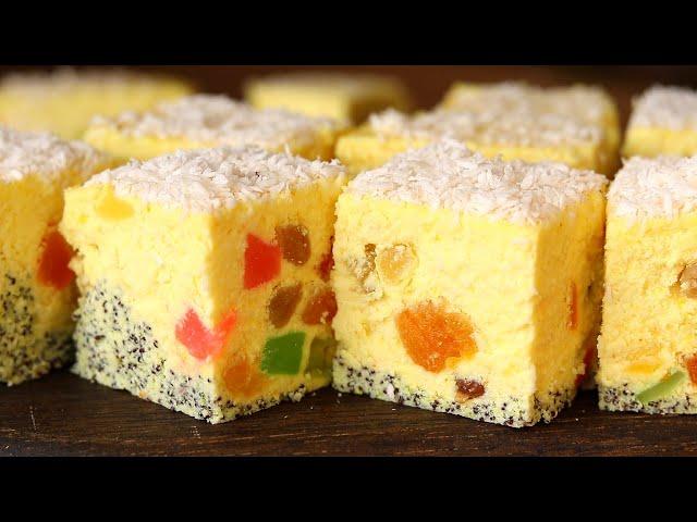 Curd dessert. Dessert recipe made from cottage cheese and candied fruits.