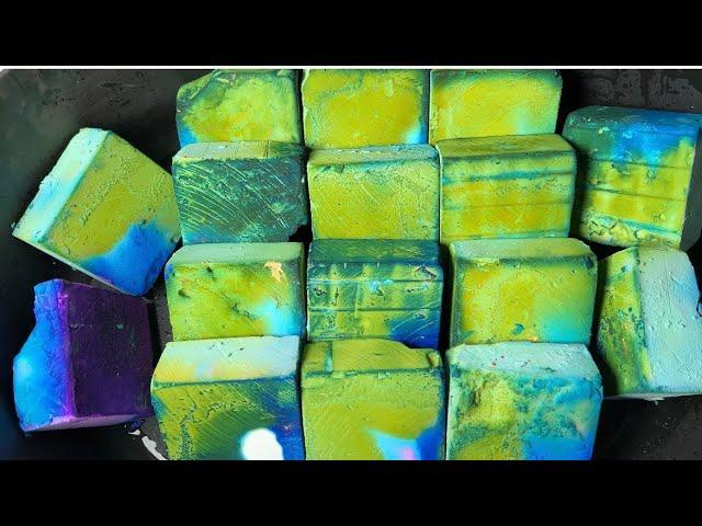 16 blocks of dyed green and blue gym chalk | Sleep Aid | Satisfying ASMR