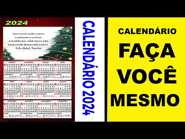 Como Fazer em casa Calendário de parede 2024, Faça você mesmo em sua impressora de casa.