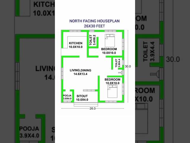 26x30 feet North facing houseplan #Indian construction #shorts #hbg