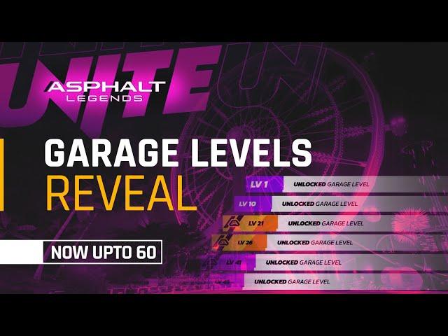 Asphalt Legends Unite - NEW GARAGE LEVELS - Revealing All 60 Levels & Their Cars