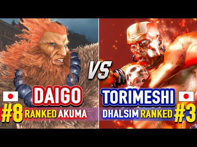 SF6  DAIGO (#8 Ranked Akuma) vs TORIMESHI (#3 Ranked Dhalsim)  SF6 High Level Gameplay