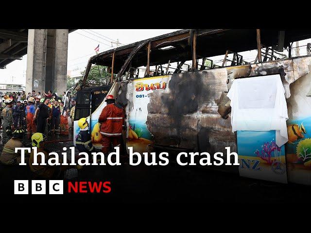 At least 23 people including children die in Thailand bus crash | BBC News