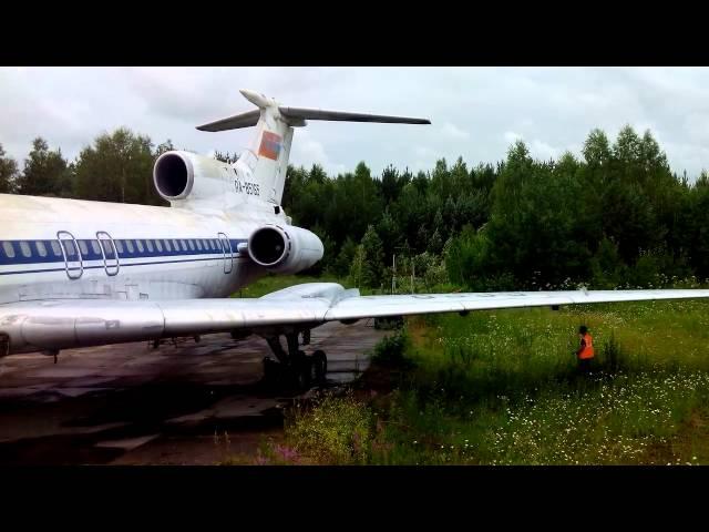 Запуск двигателя Ту-154Б-1 RA-85165. УАТБ СибГАУ, Емельяново