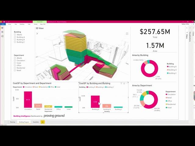 Demo of a Power BI 3D Visual - Architectural Planning Data