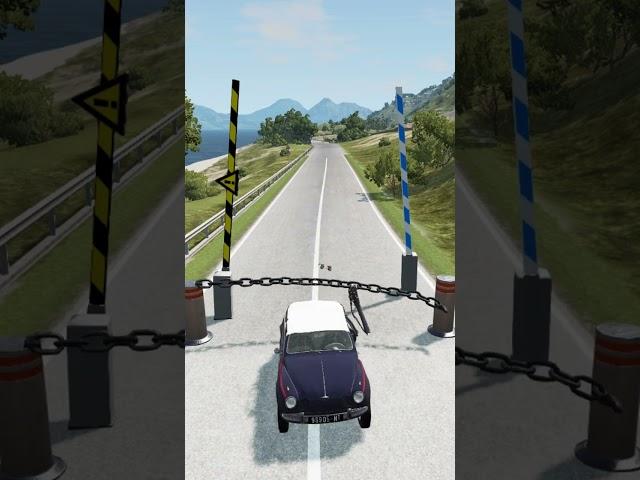 Cars Two Bollards 2 Barrier Chain Crash - BeamNG.Drive
