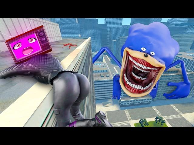 TV Woman RUNNING FROM SHIN SONIC 7 & TV MAN Saves TV Woman in Garry's Mod