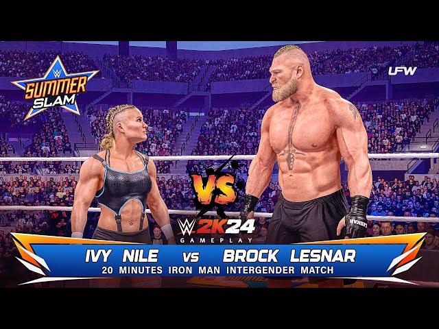 WWE 2K24 Ivy Nile vs Brock Lesnar Ironman Intergender Match