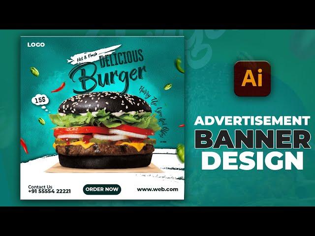 Illustrator CC Tutorial | Graphic Design | Advertisement Burger Poster Deign